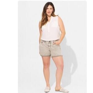 Torrid Cloud Dancer Harper Linen Pullover Tank